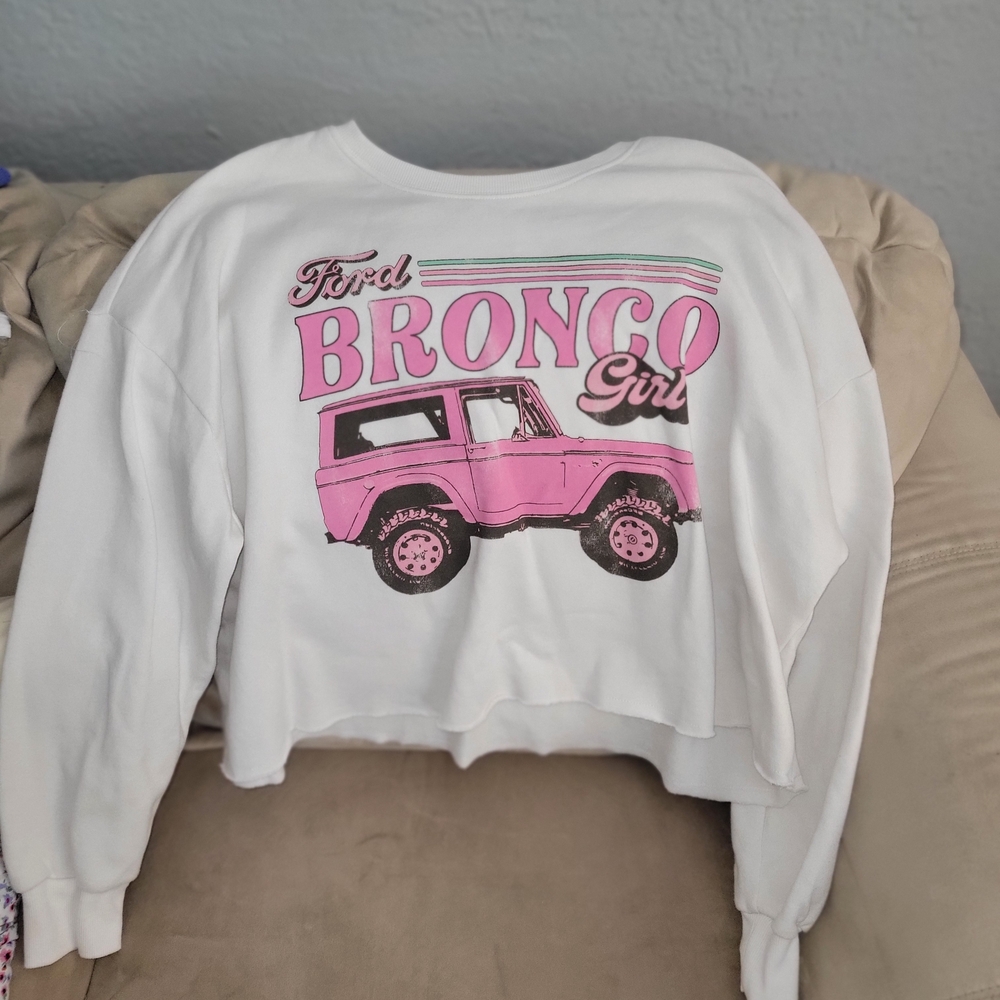 Ford Bronco Girl White and Pink  Sweattshirt From TARGET
